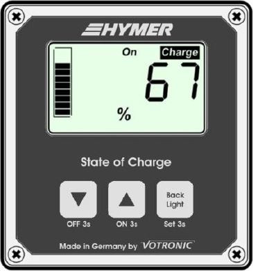 Charge state display for HYMER Smart Battery System twin block