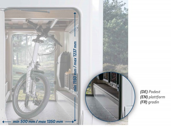 Bike Carrier for 2 Bicycles - Fiat version (vehicles WITH platform in the garage)